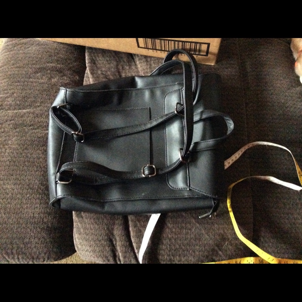Black leather (vegan) backpack